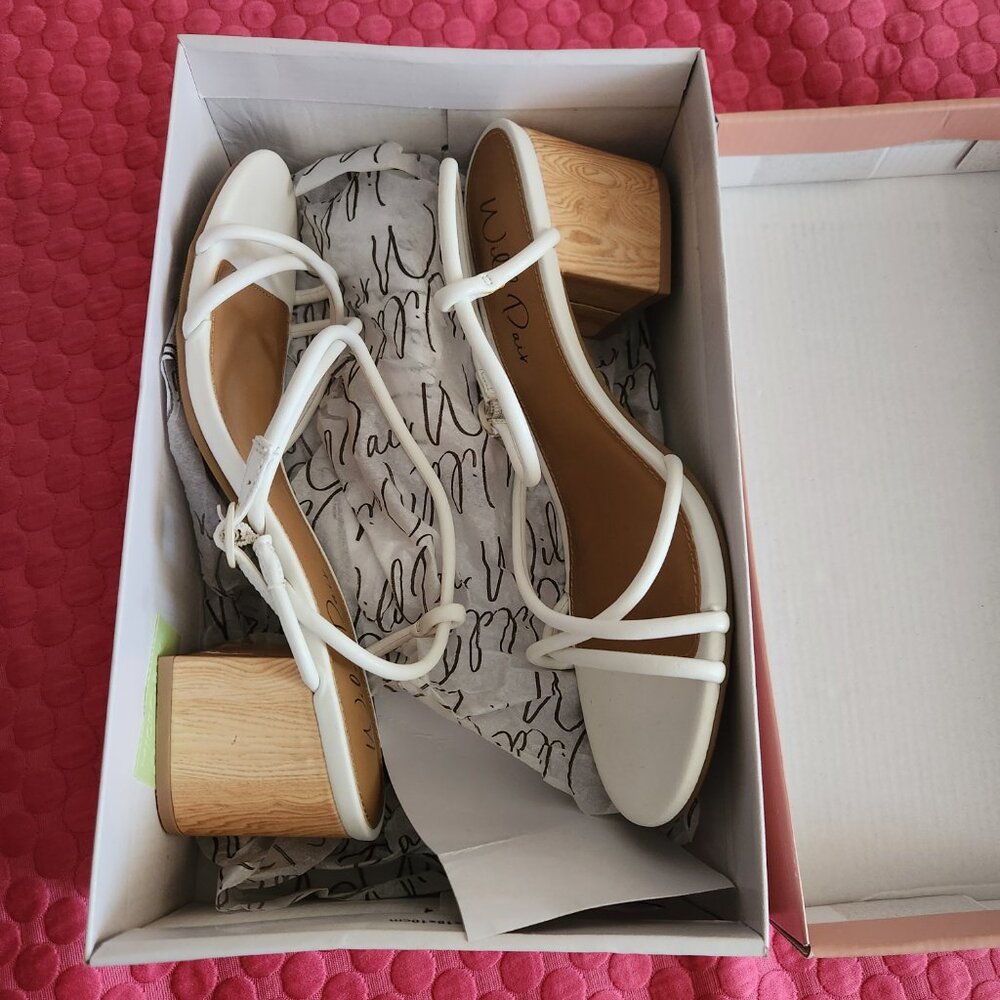 White Block Heel Strappy Sandals - Perfect for Vacation & Resort Wear - Timeless